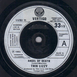 THIN LIZZY, ANGEL OF DEATH / DON'T BELIEVE A WORD - PROMO 33rpm