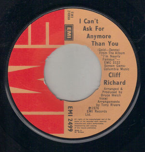 CLIFF RICHARD, I CAN'T ASK FOR ANYMORE THAN YOU / JUNIOR COWBOY