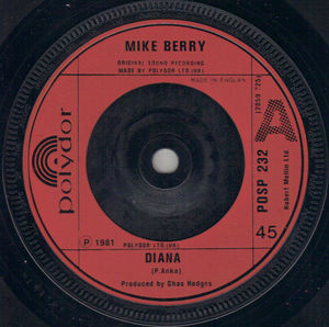 MIKE BERRY, DIANA / WORDS (looks unplayed)