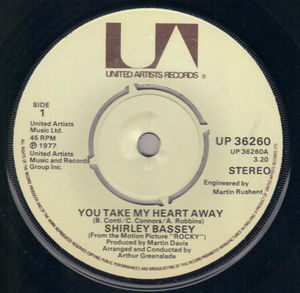 SHIRLEY BASSEY , YOU TAKE MY HEART AWAY / I LET YOU LET ME DOWN AGAIN (looks unplayed)