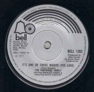 PARTRIDGE FAMILY, IT'S ONE OF THOSE NIGHTS (YES LOVE) / ONE NIGHT STAND - looks unplayed