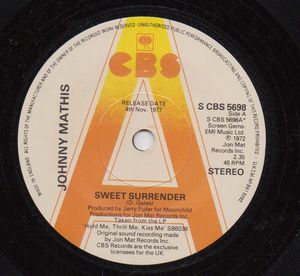 JOHNNY MATHIS, SWEET SURRENDER / 99 MILES FROM LA - promo 