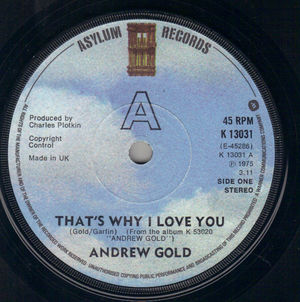 ANDREW GOLD , THATS WHY I LOVE YOU / A NOTE FROM YOU