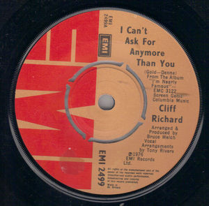 CLIFF RICHARD, I CANT ASK FOR ANYMORE THAN YOU / JUNIOR COWBOY