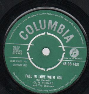 CLIFF RICHARD AND THE SHADOWS, FALL IN LOVE WITH YOU / WILLIE AND THE HAND JIVE 