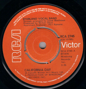 STARLAND VOCAL BAND, CALIFORNIA DAY / WAR SURPLUS BABY 