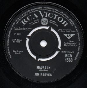 JIM REEVES , MAUREEN / I WONT COME IN WHILE HES THERE 
