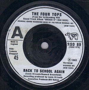 FOUR TOPS, BACK TO SCHOOL AGAIN / ROCK-A-HULA-LUAU