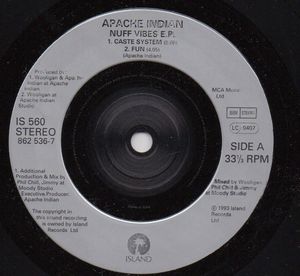 APACHE INDIAN, NUFF VIBES - EP  (33rpm) 