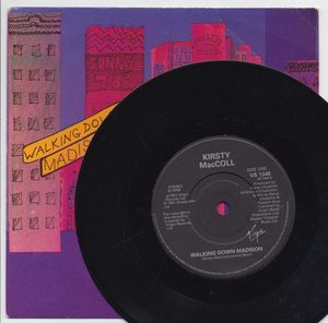 KIRSTY MacCOLL, WALKING DOWN MADISON / ONE GOOD THING - paper label