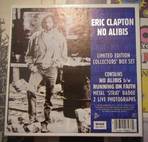 ERIC CLAPTON , NO ALIBIS / RUNNING ON FAITH - boxed + guitar badge 