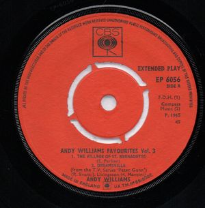 ANDY WILLIAMS , FAVOURITES - VOL 3 EP