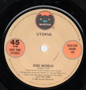 UTOPIA  , ONE WORLD / JUNK ROCK (MILLION MONKEYS)
